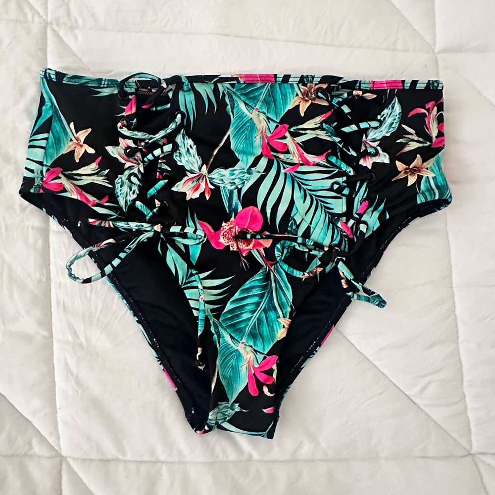 Tropical High-Waisted Bikini Bottom
